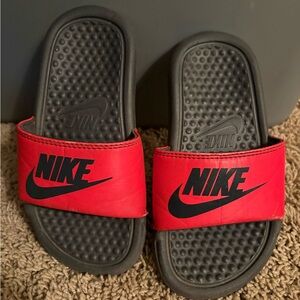 Nike Kids Black and Red Slide Sandals
